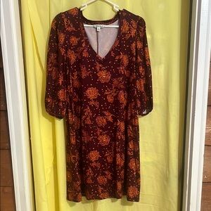 The Pioneer Woman Burgundy and Orange Floral  Dress